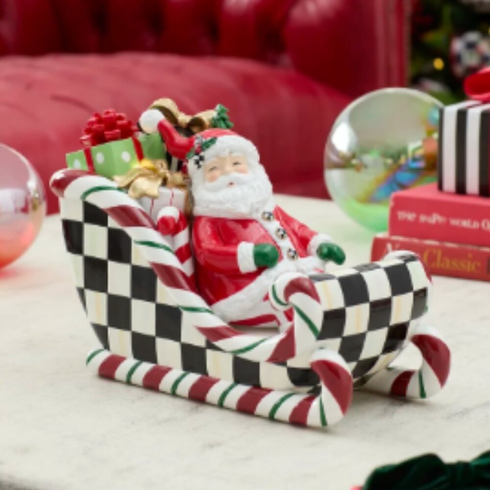 MacKenzie-Childs Nick's Pick Illuminated Santa in Sleigh Decor